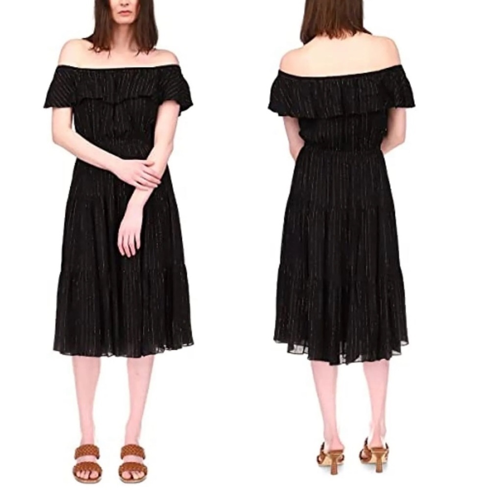 Michael Michael Kors New With Tags Black Gold Off Shoulder Dress Size Large